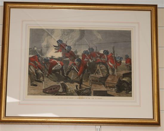 After R. Caton Woodville, 4 coloured steel engravings, Battle scenes, 33 x 48cm